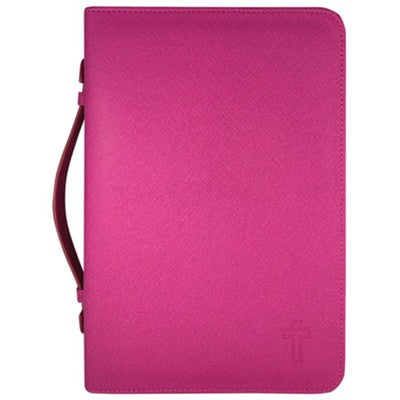 Cross Bible Cover, Textured Leather-look Bible Cover, Fuchsia, Large