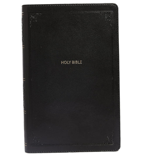 NKJV, End-of-Verse Reference Bible, Personal Size Large Print, Leathersoft, Black, Thumb Indexed, Red Letter, Comfort Print