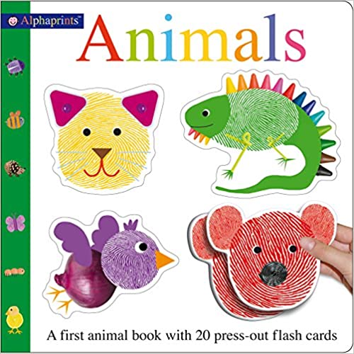Alphaprints Animals Flash Card Book: A first animal book with 20 Press-Out Flash Cards Board Book)